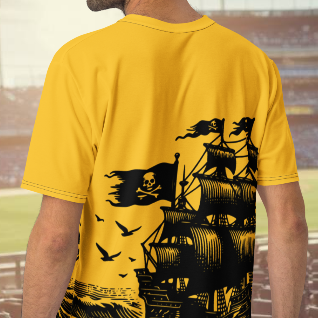 Full Pirate Ship Print on Gold
