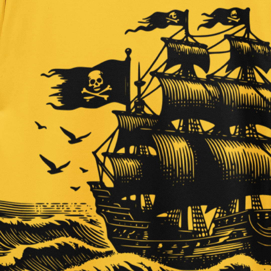 Full Pirate Ship Print on Gold