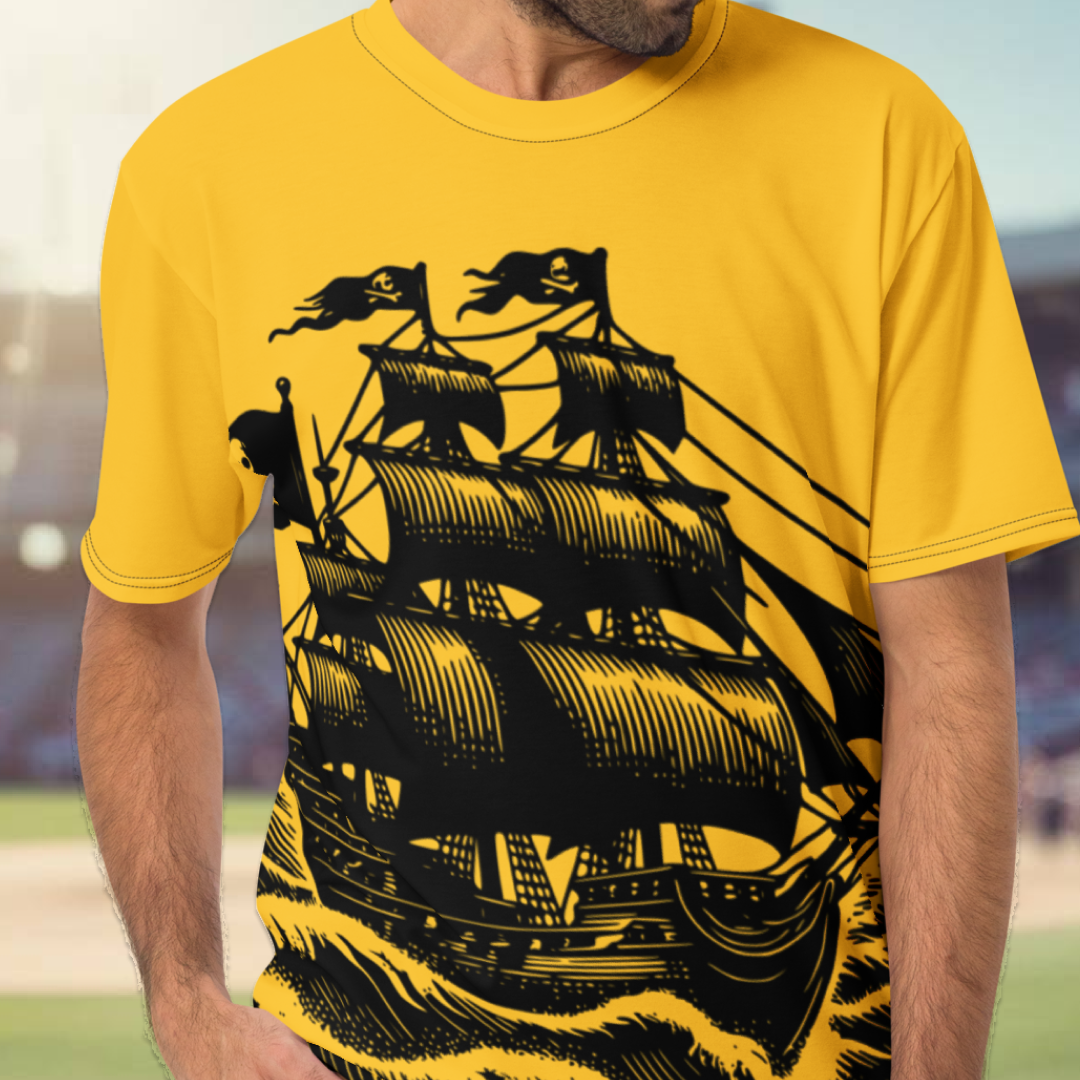 Full Pirate Ship Print on Gold