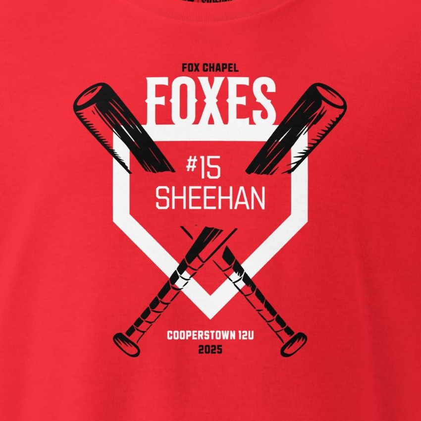 Adult T-Shirt for Sheehan #15: 2025 Fox Chapel 12U Cooperstown