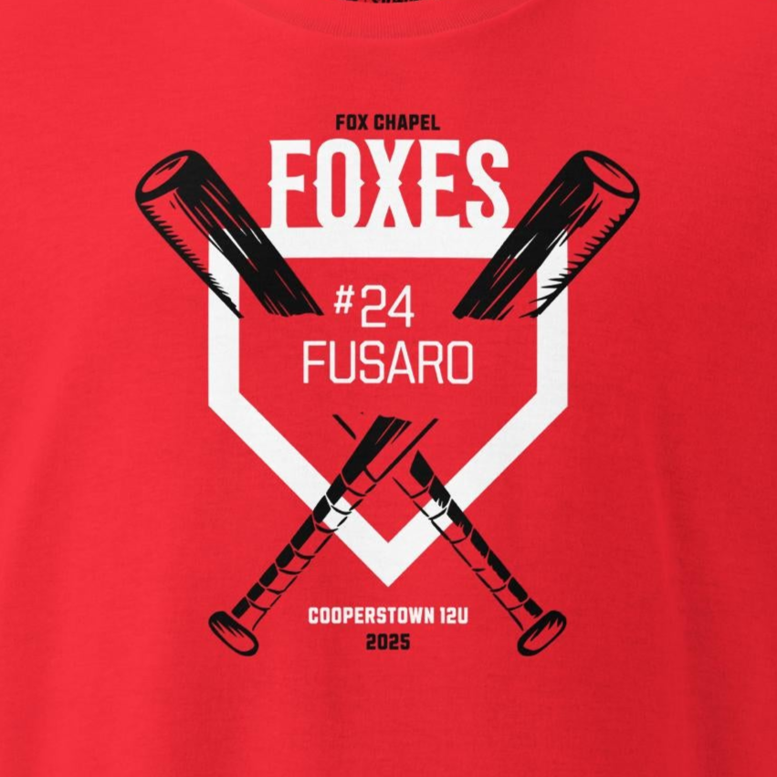 Adult T-Shirt for Fusaro #24: 2025 Fox Chapel 12U Cooperstown