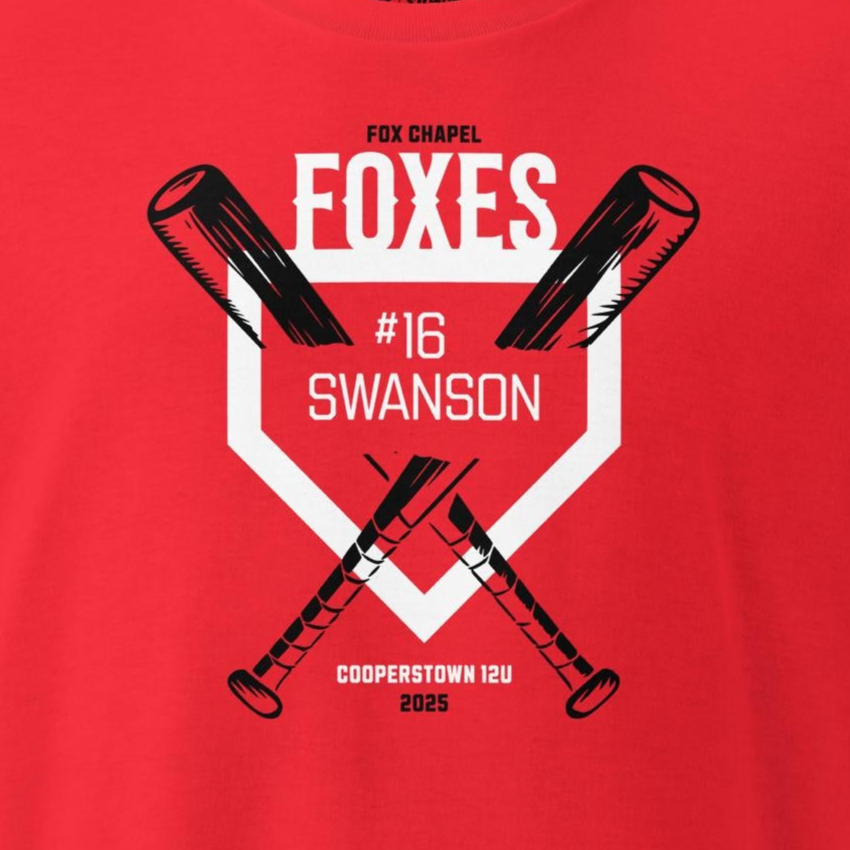 Adult T-Shirt for Swanson #16: 2025 Fox Chapel 12U Cooperstown
