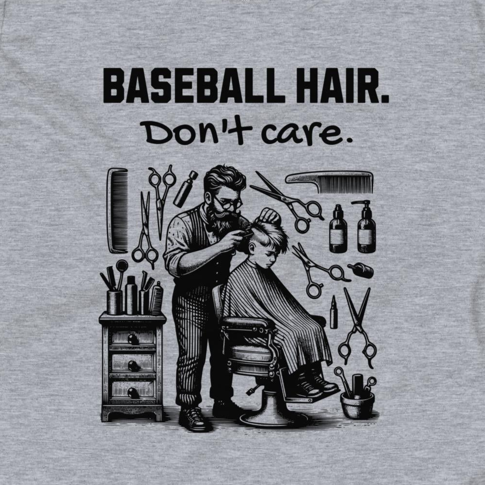 Softball Youth T-Shirt: Baseball Hair on Dark/Light