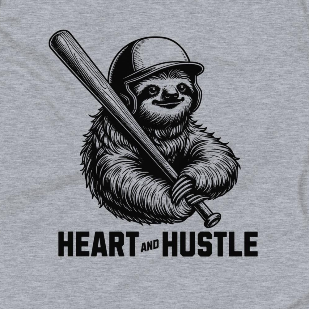 Baseball/Softball Youth T-Shirt: Heart and Hustle Sloth on Light
