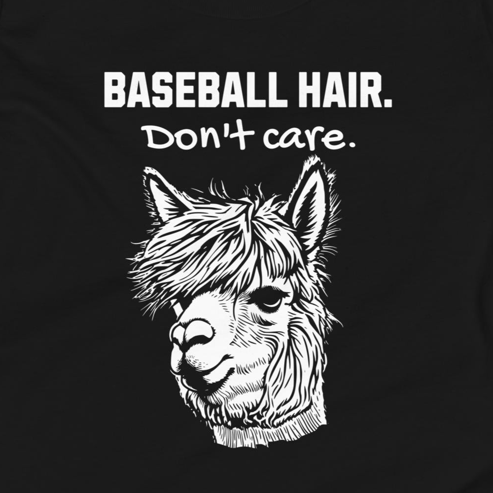 Baseball Youth T-Shirt: Baseball Hair on Dark