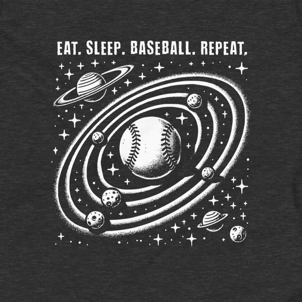 Baseball Youth T-Shirt: Eat Sleep Repeat Orbit on Dark