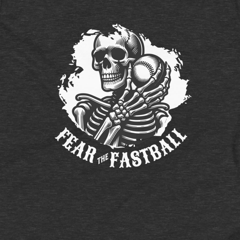 Baseball/Softball Youth T-Shirt: Fear the Fastball Skeleton on Dark