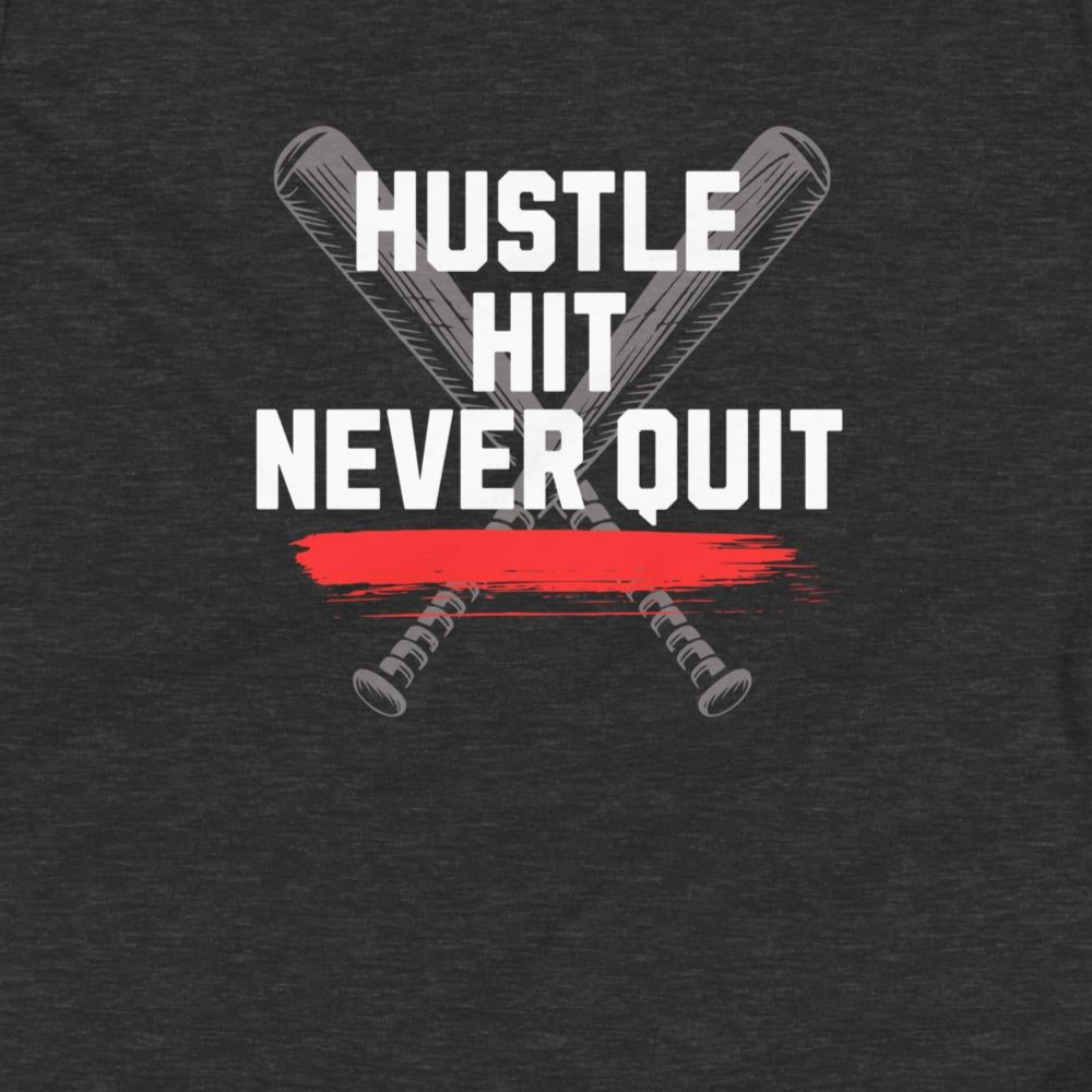 Baseball/Softball Youth T-Shirt: Hustle, Hit, Never Quit BatX on Dark