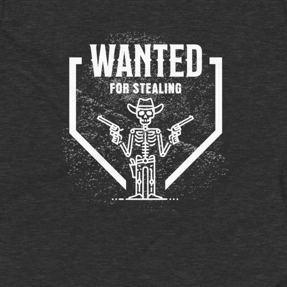 Baseball/Softball Youth T-Shirt: Wanted for Stealing on Dark