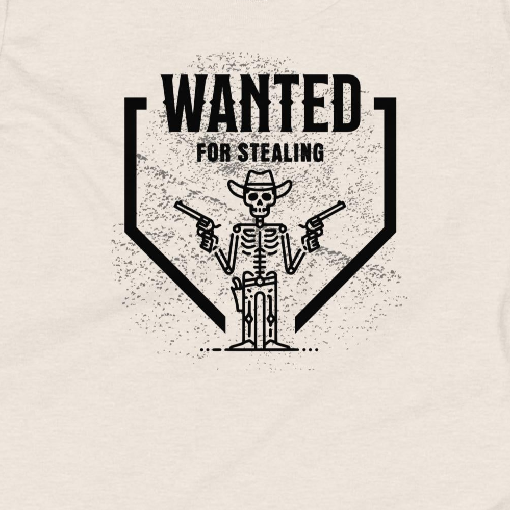 Baseball/Softball Youth T-Shirt: Wanted for Stealing on Light