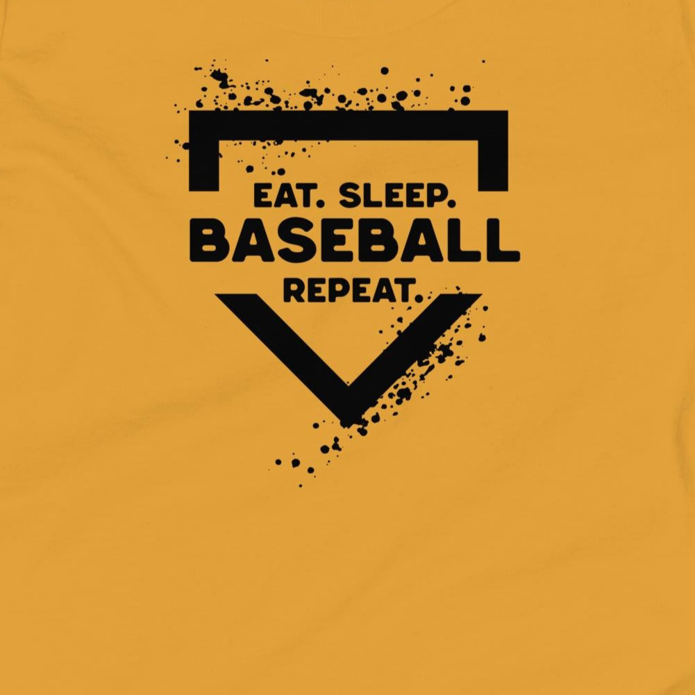 Baseball Youth T-Shirt: Eat Sleep Repeat Plate on Light