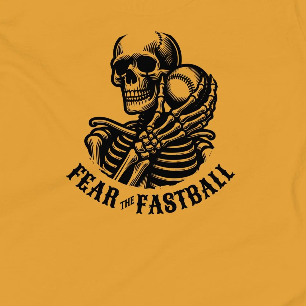 Baseball/Softball Youth T-Shirt: Fear the Fastball Skeleton on Light