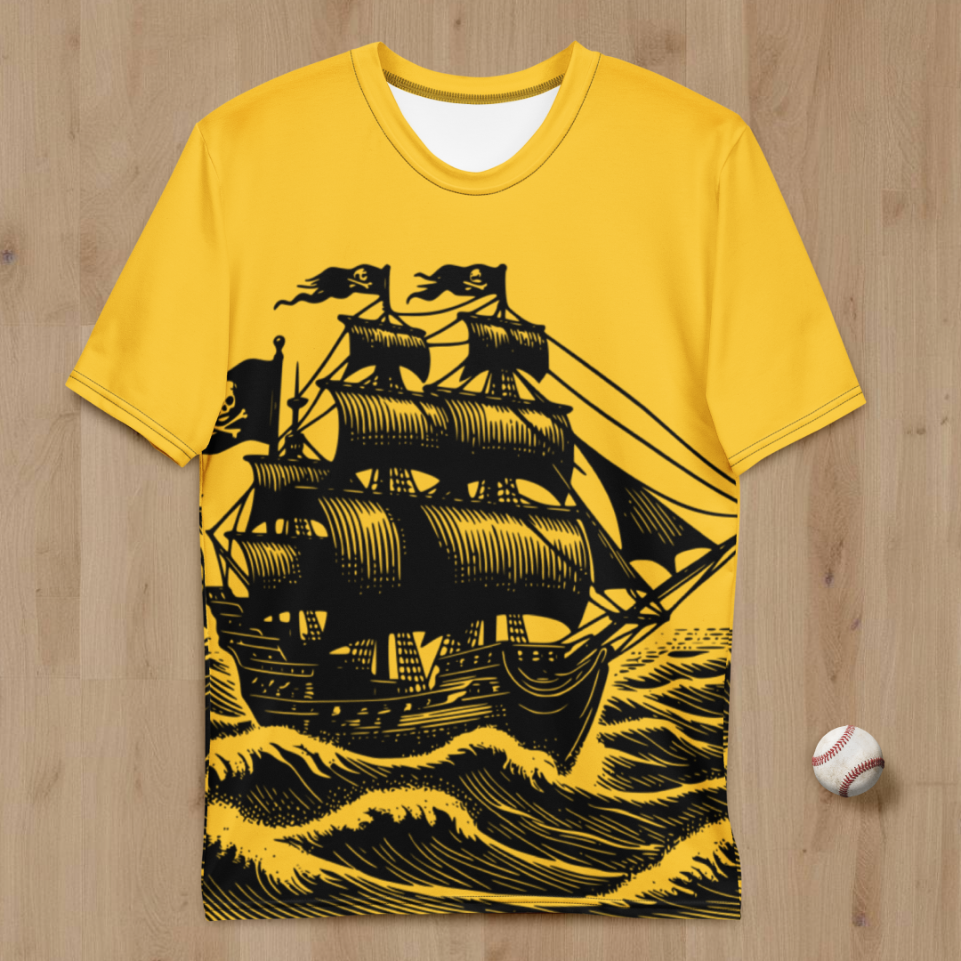 Full Pirate Ship Print on Gold