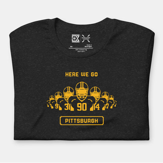 Pittsburgh NFL Fan T-Shirt: Here We Go 8-Bit Graphic