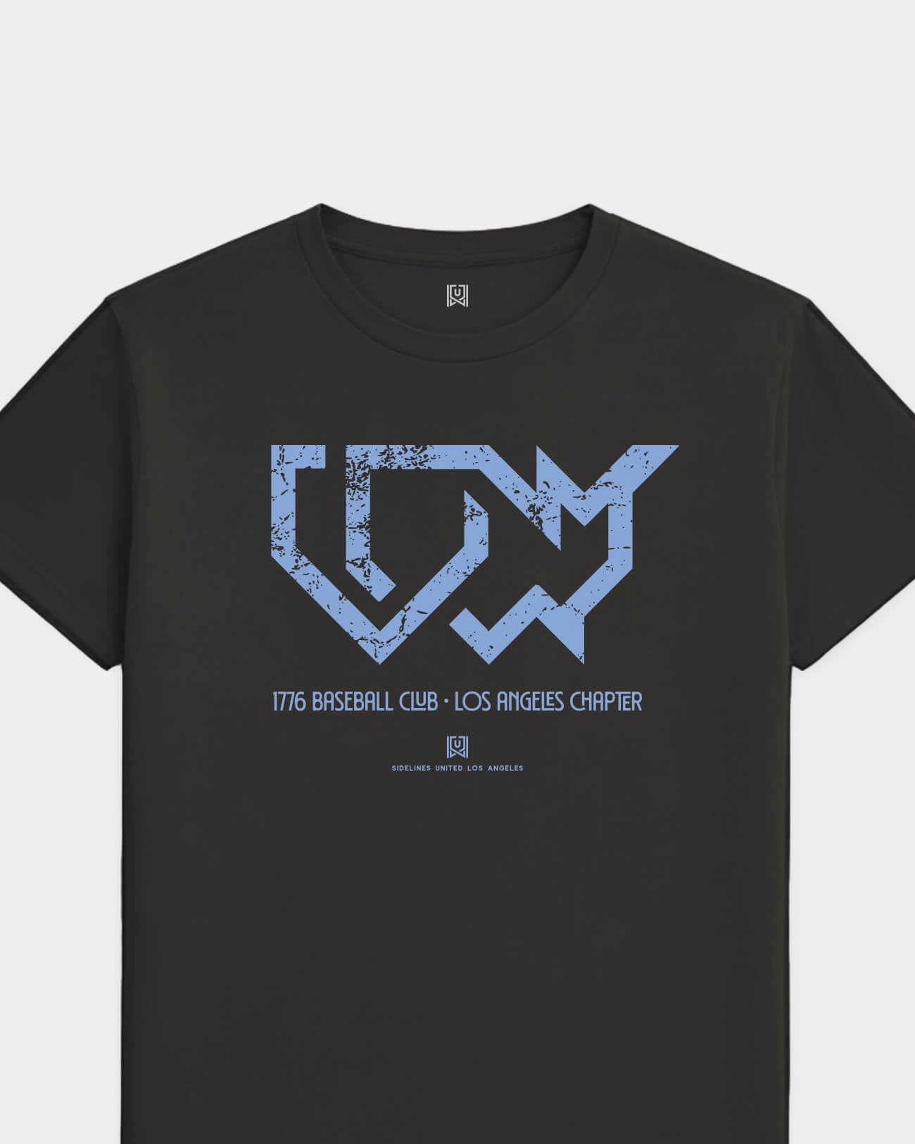 LA 1776 Baseball Club Tee - Washed Black / Blue - Flatlay