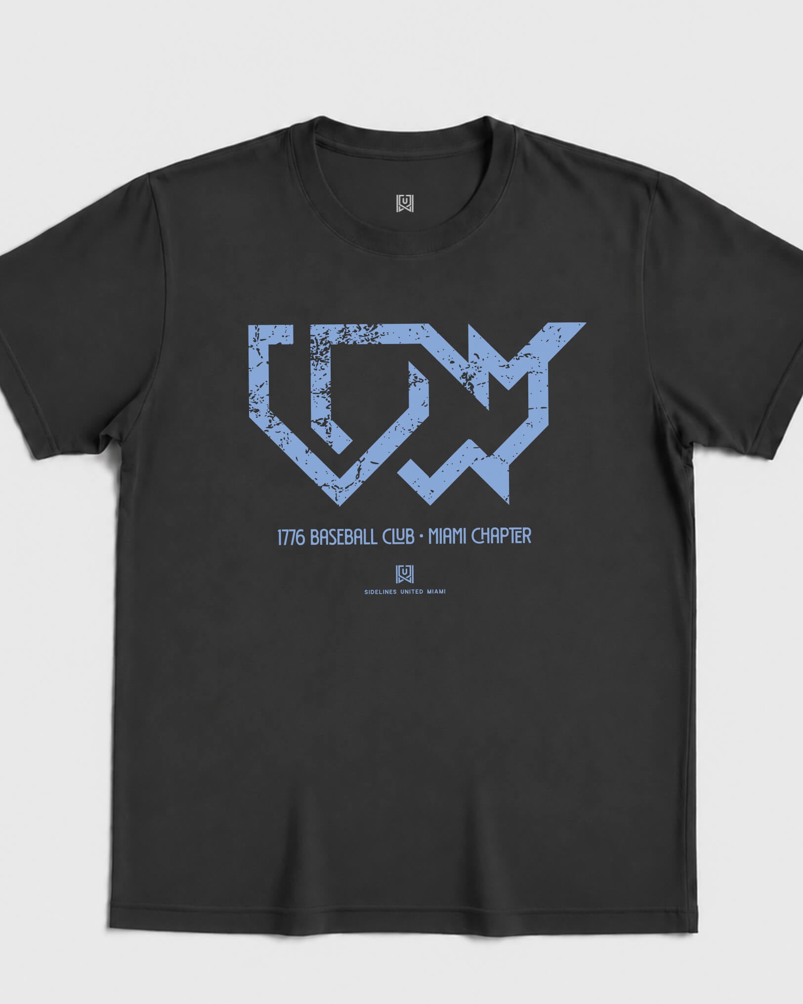 MIA 1776 Baseball Club Tee - Washed Black / Blue - Flatlay