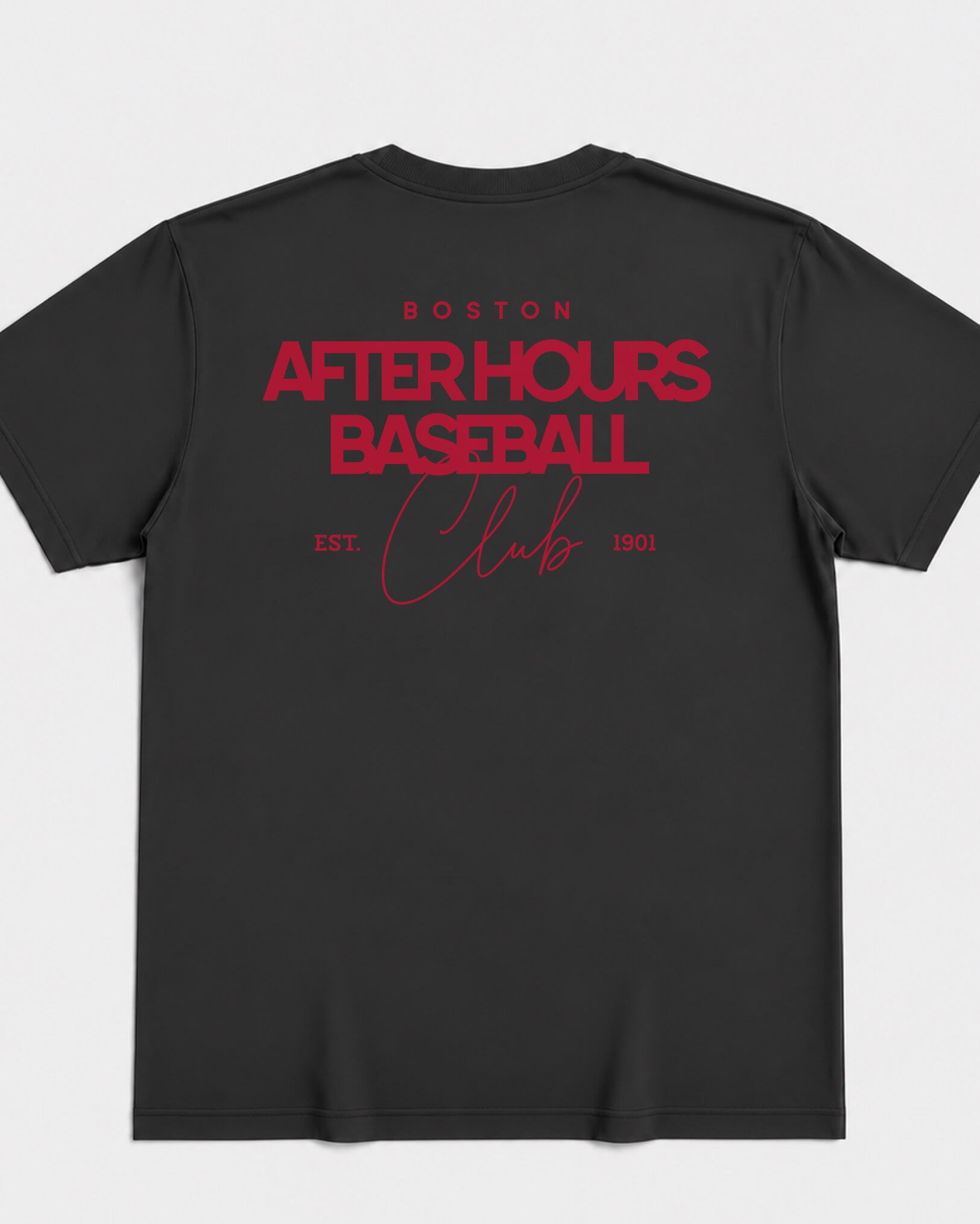 BOS After Hours BSBL Tee - Washed Black / Red - Flatlay