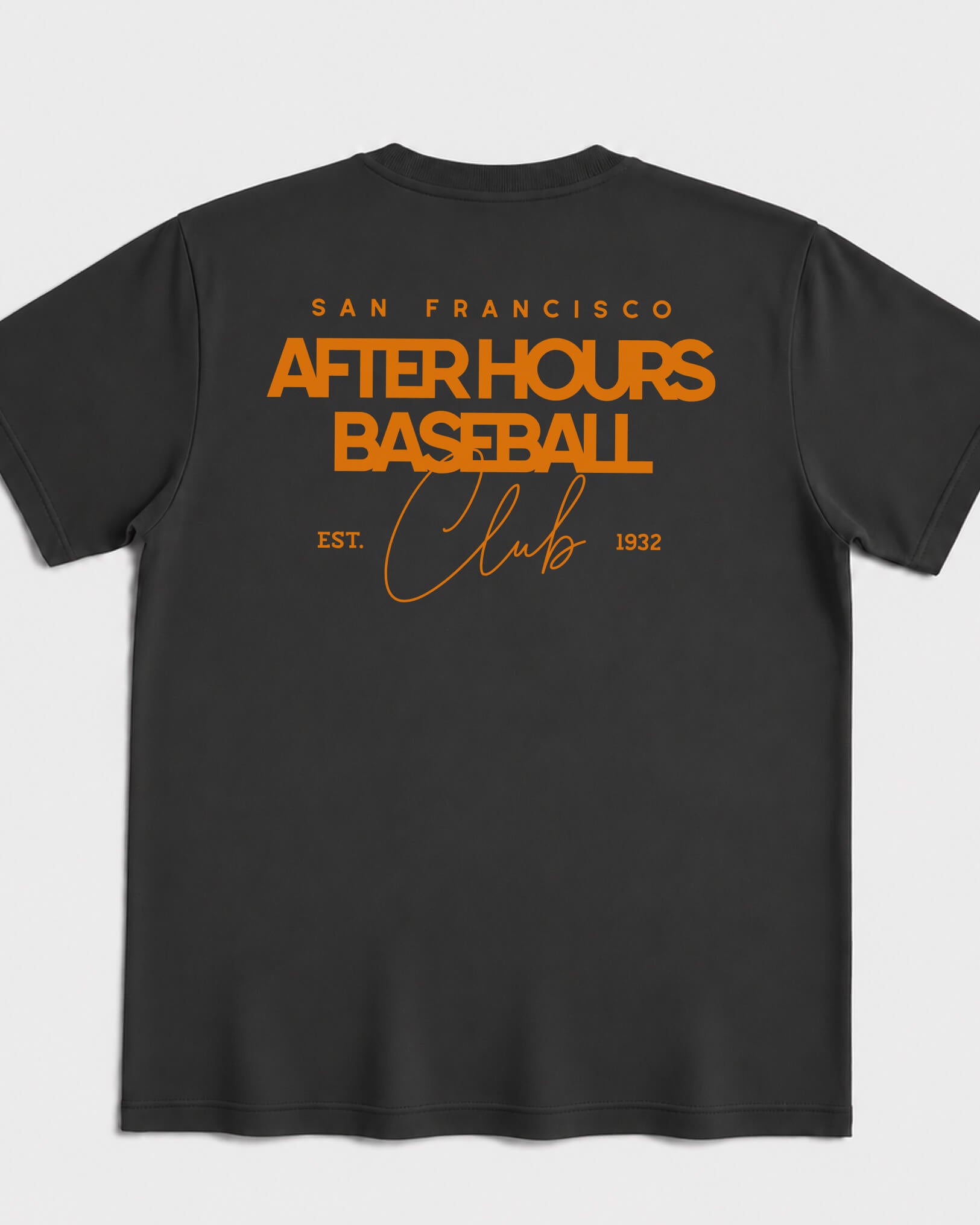 SF After Hours BSBL Tee - Washed Black / Orange - Flatlay