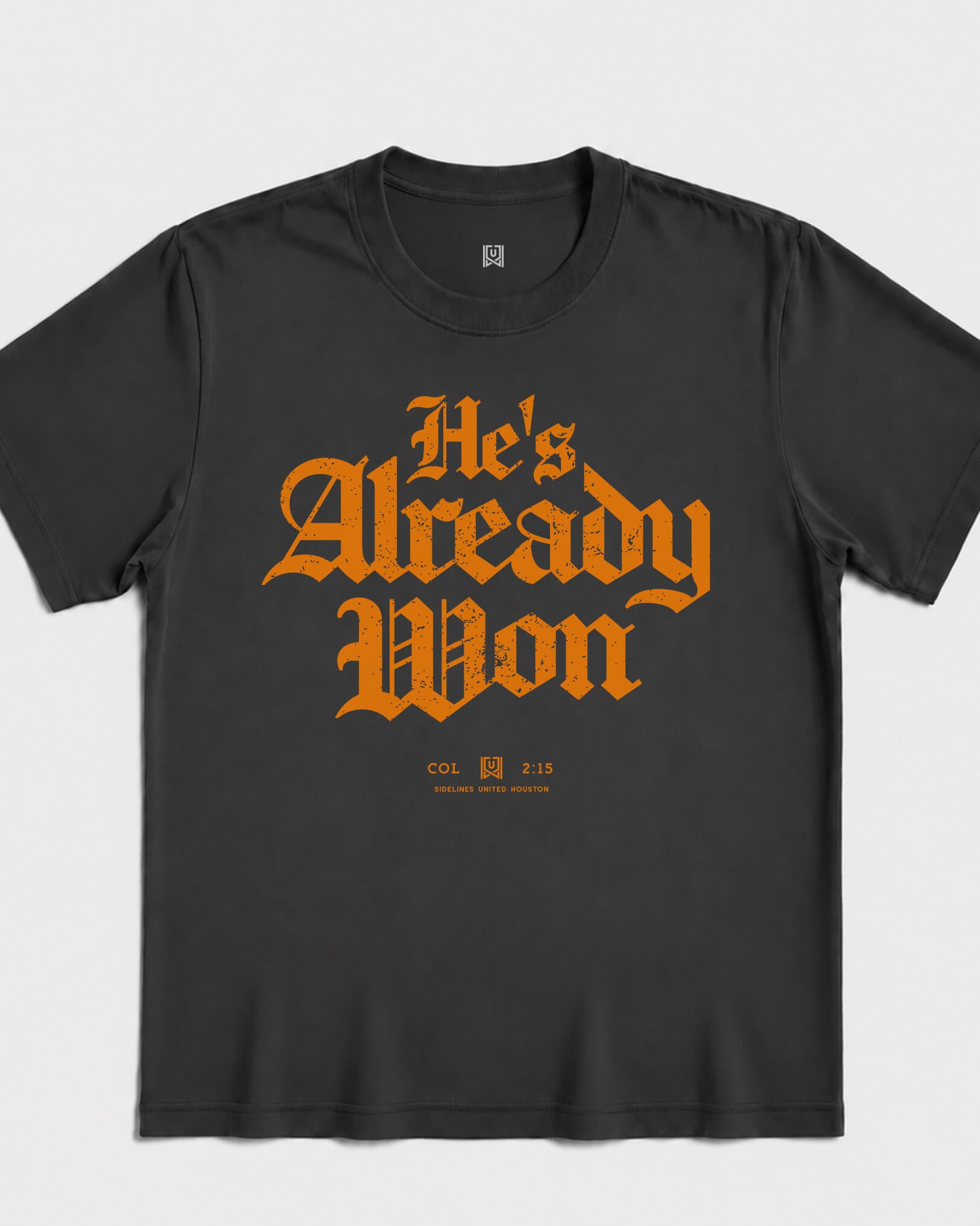 HOU Already Won Tee - Washed Black / Orange - Flatlay