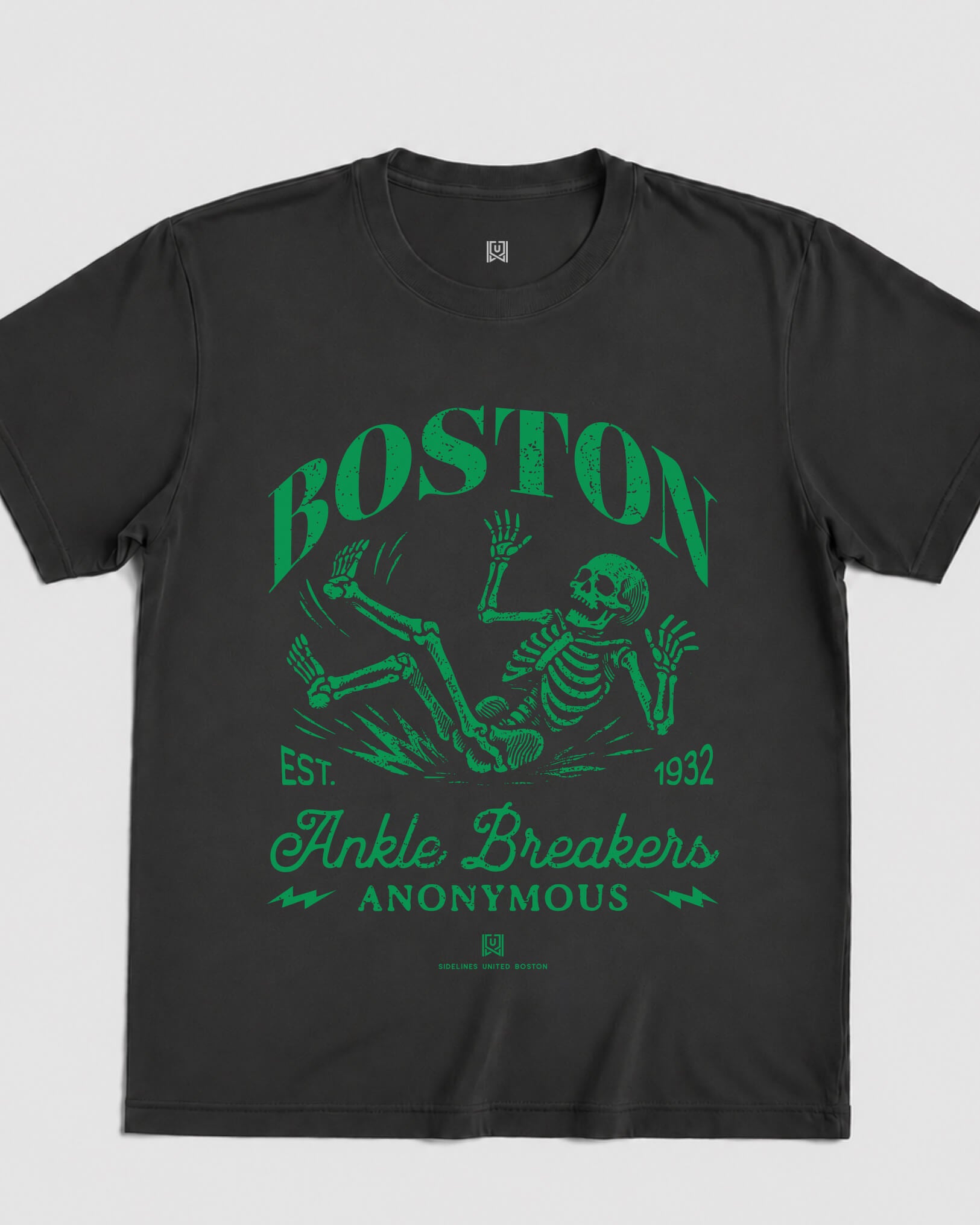 BOS Ankle Breakers Tee - Washed Black / Green - Flatlay