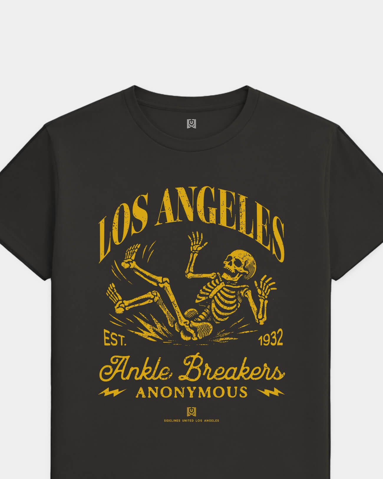 LA Ankle Breakers Tee - Washed Black / Gold - Flatlay