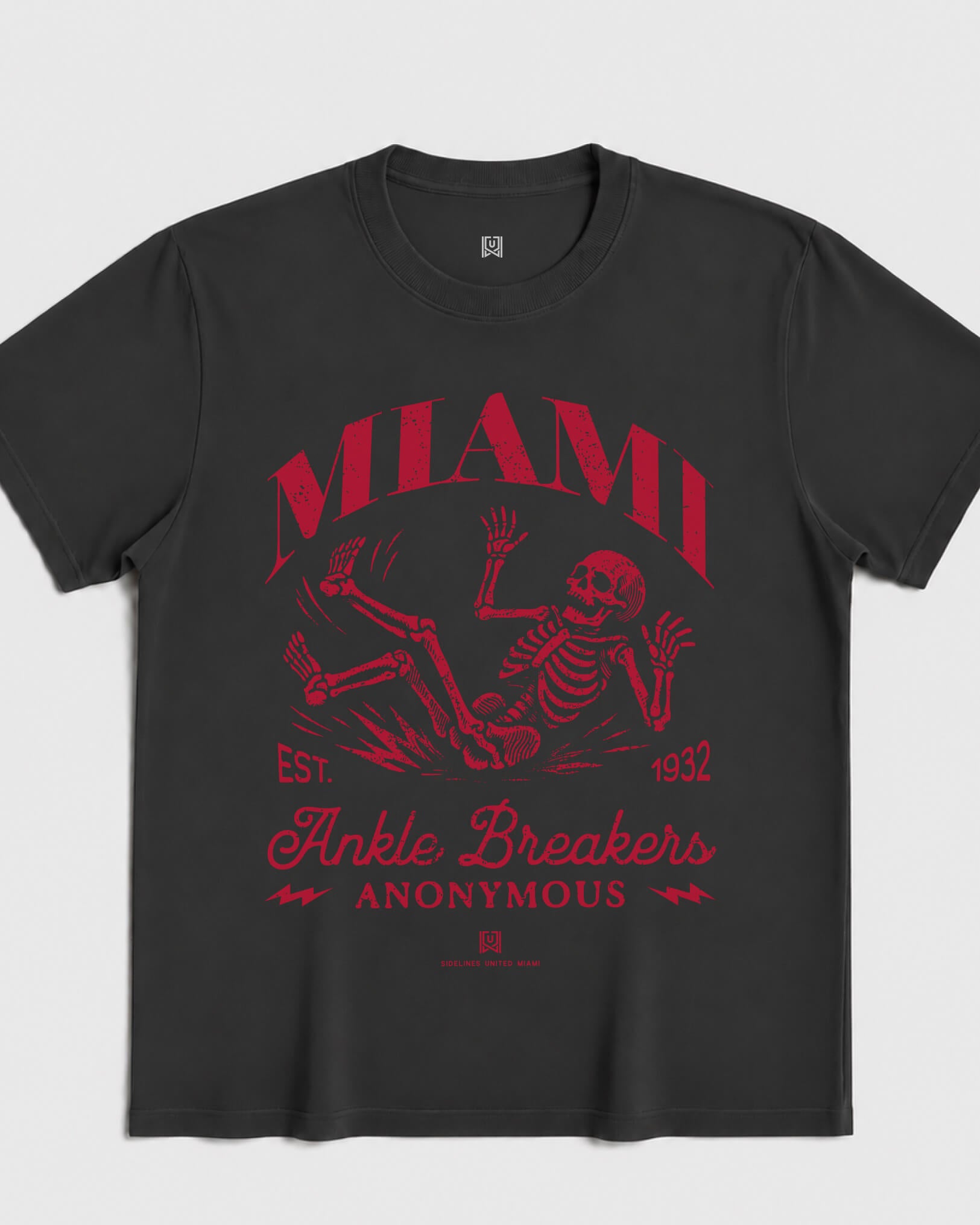 MIA Ankle Breakers Tee - Washed Black / Red - Flatlay