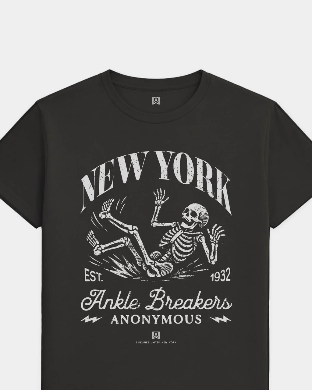NY Ankle Breakers Tee - Washed Black / White - Flatlay