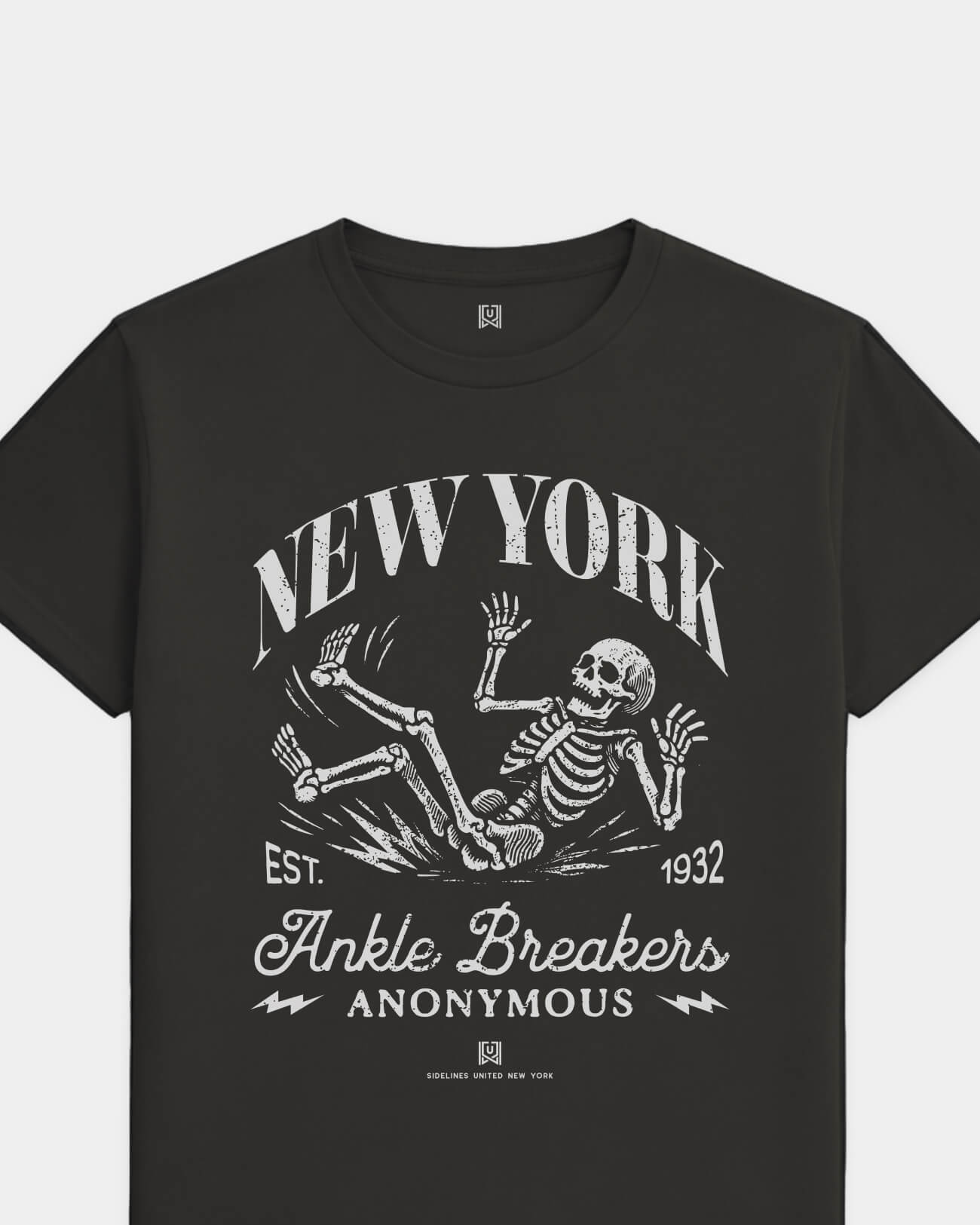 NY Ankle Breakers Tee - Washed Black / White - Flatlay