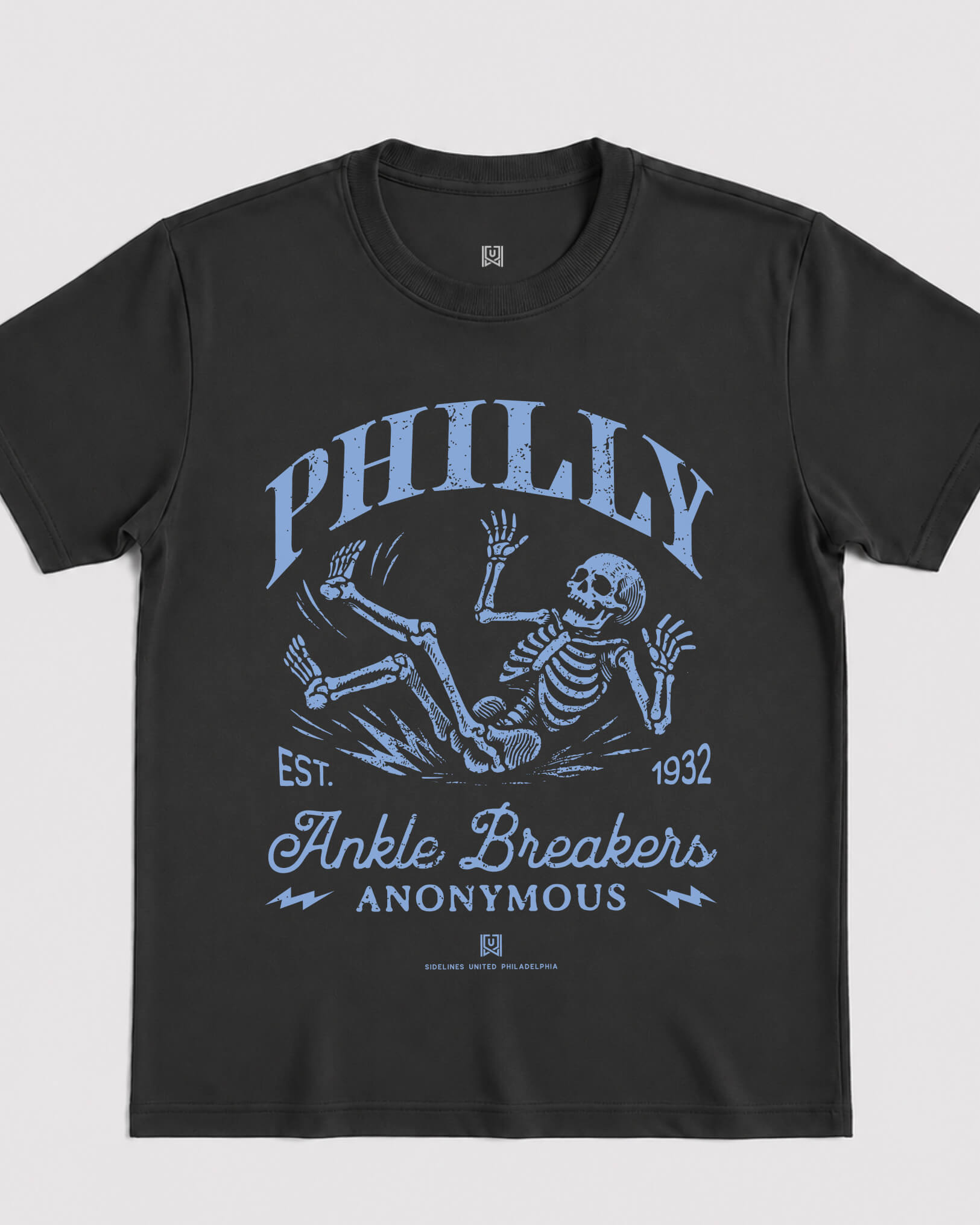Philly Ankle Breakers Tee - Washed Black / Blue - Flatlay