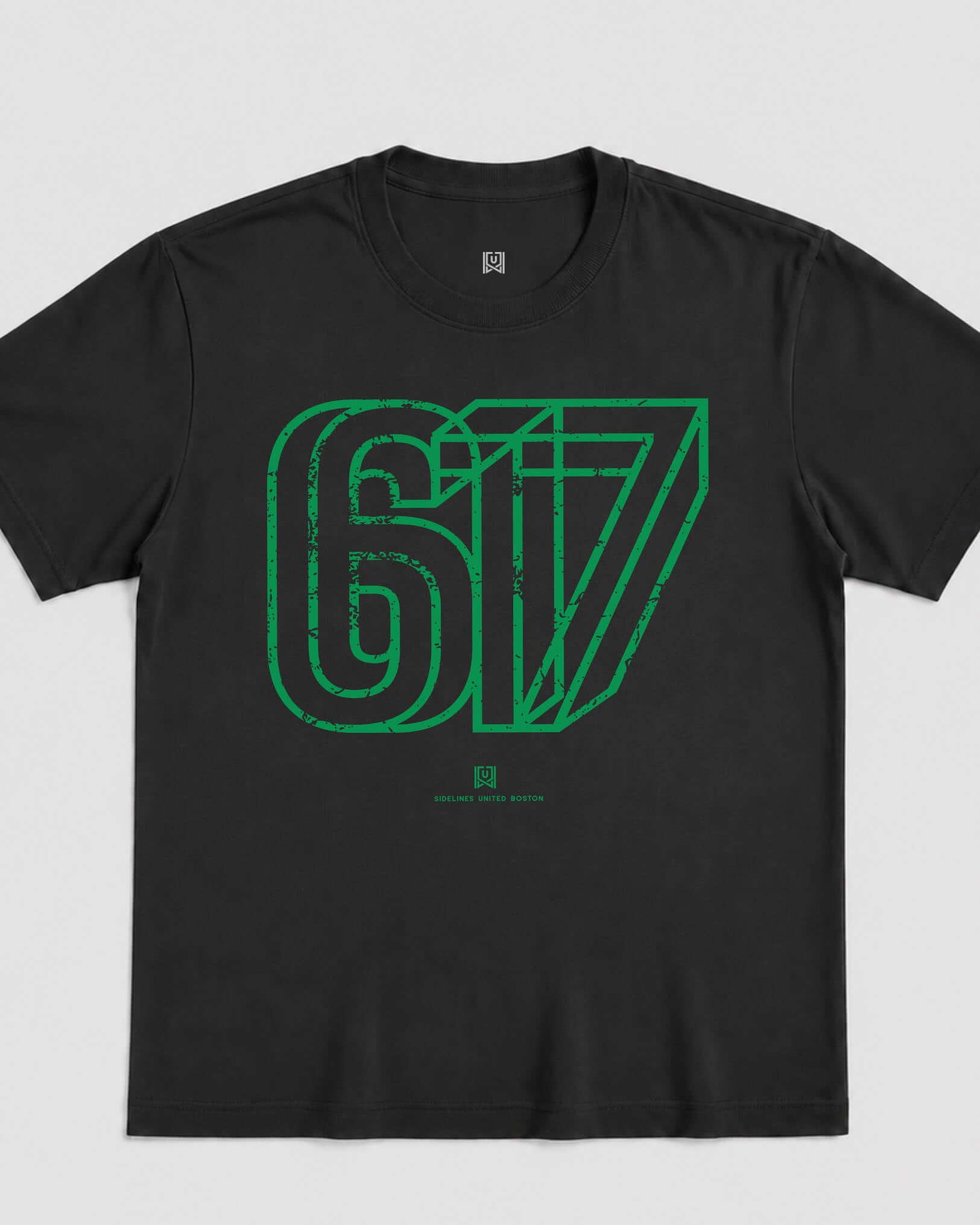 BOS Area Tee - Washed Black / Green - Flatlay