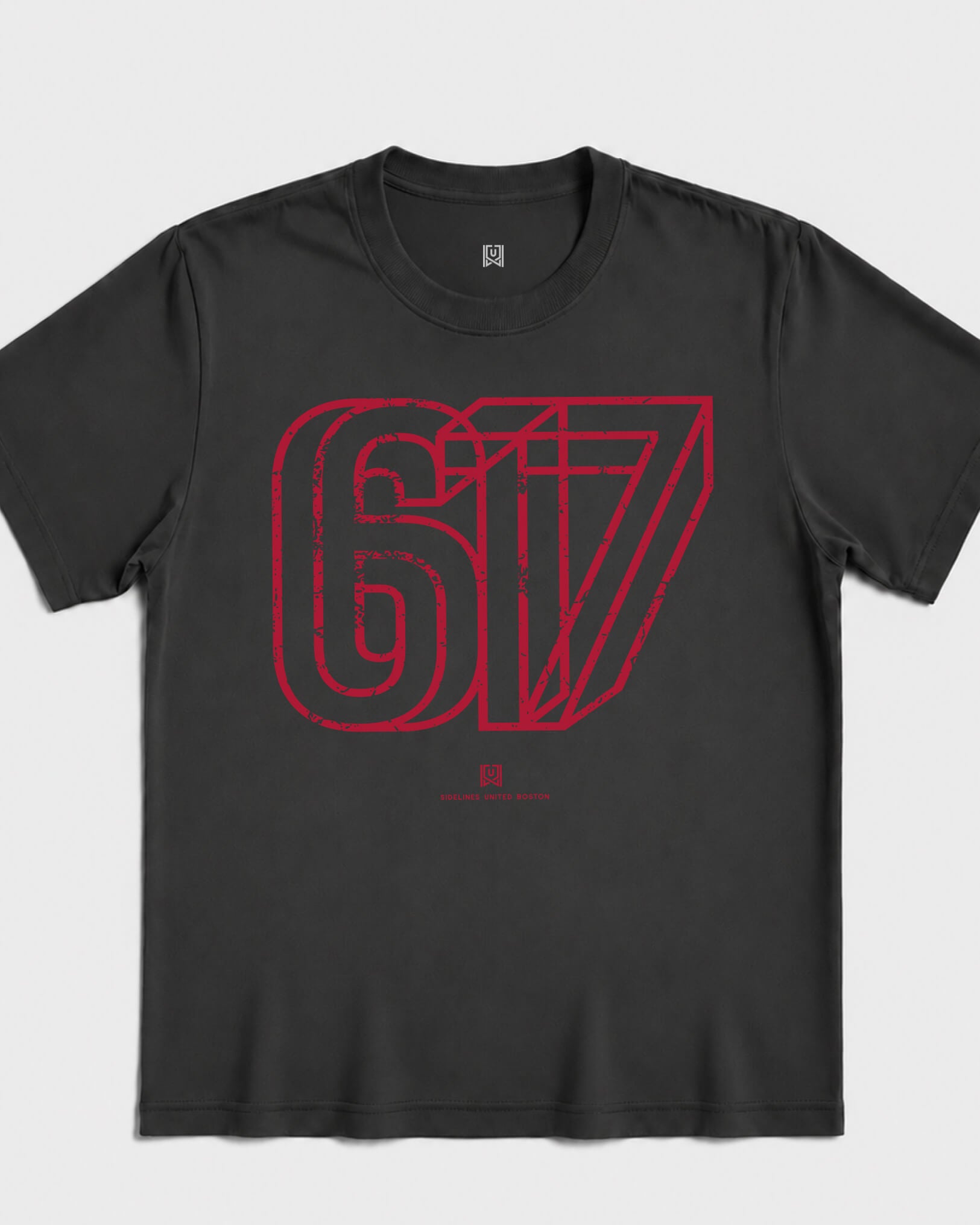 BOS Area Tee - Washed Black / Red - Flatlay