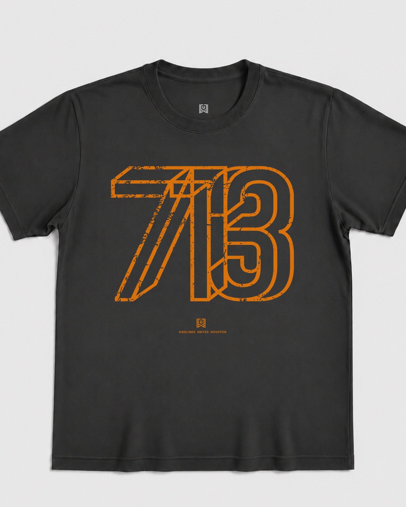 HOU Area Tee - Washed Black / Orange - Flatlay