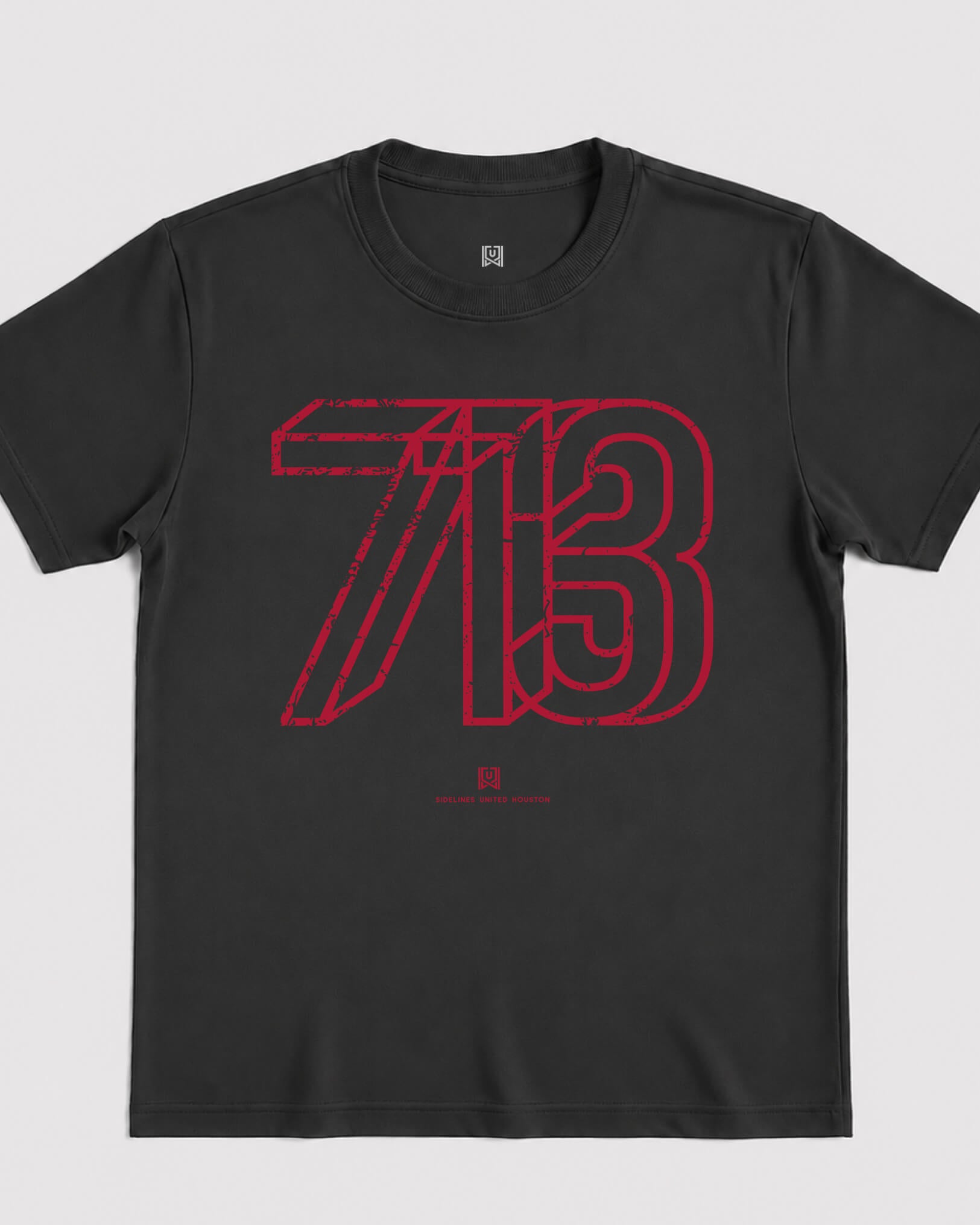 HOU Area Tee - Washed Black / Red - Flatlay