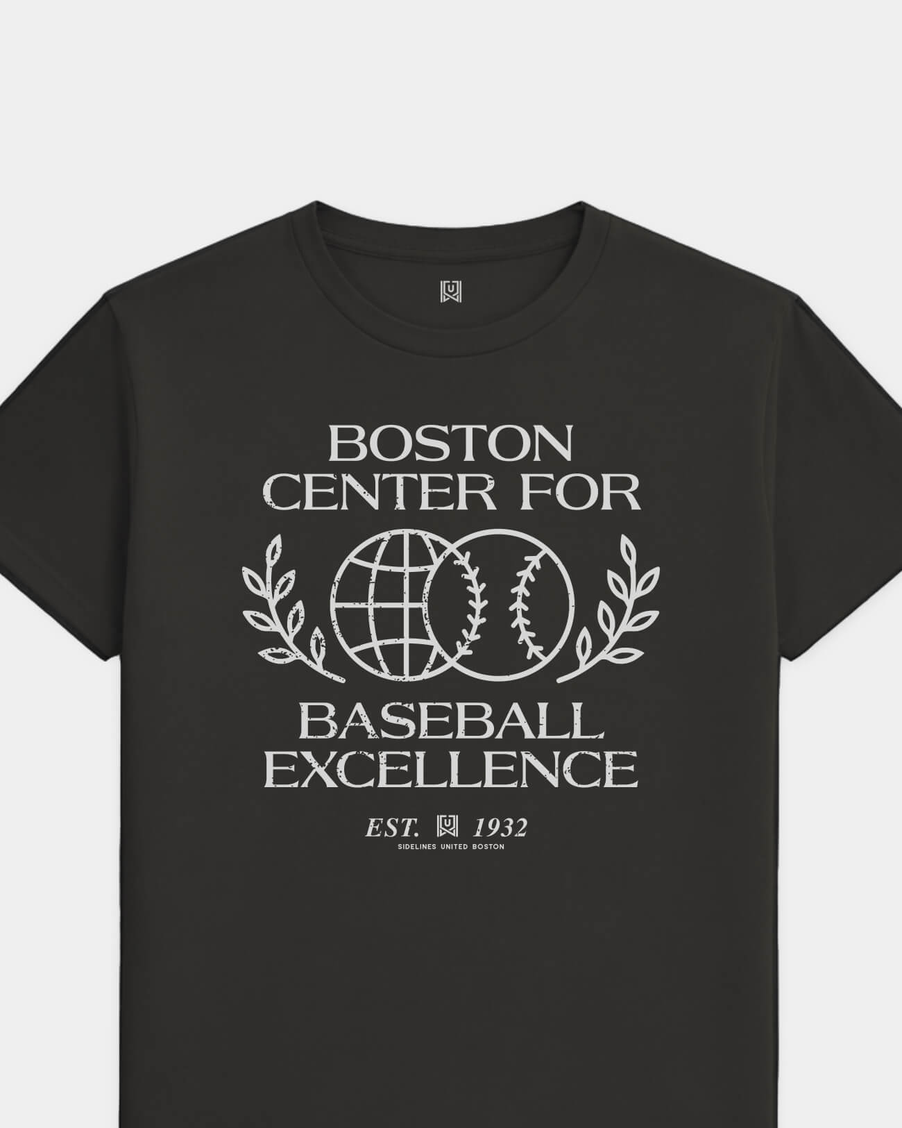 BOS Baseball Excellence Tee - Washed Black / White - Flatlay