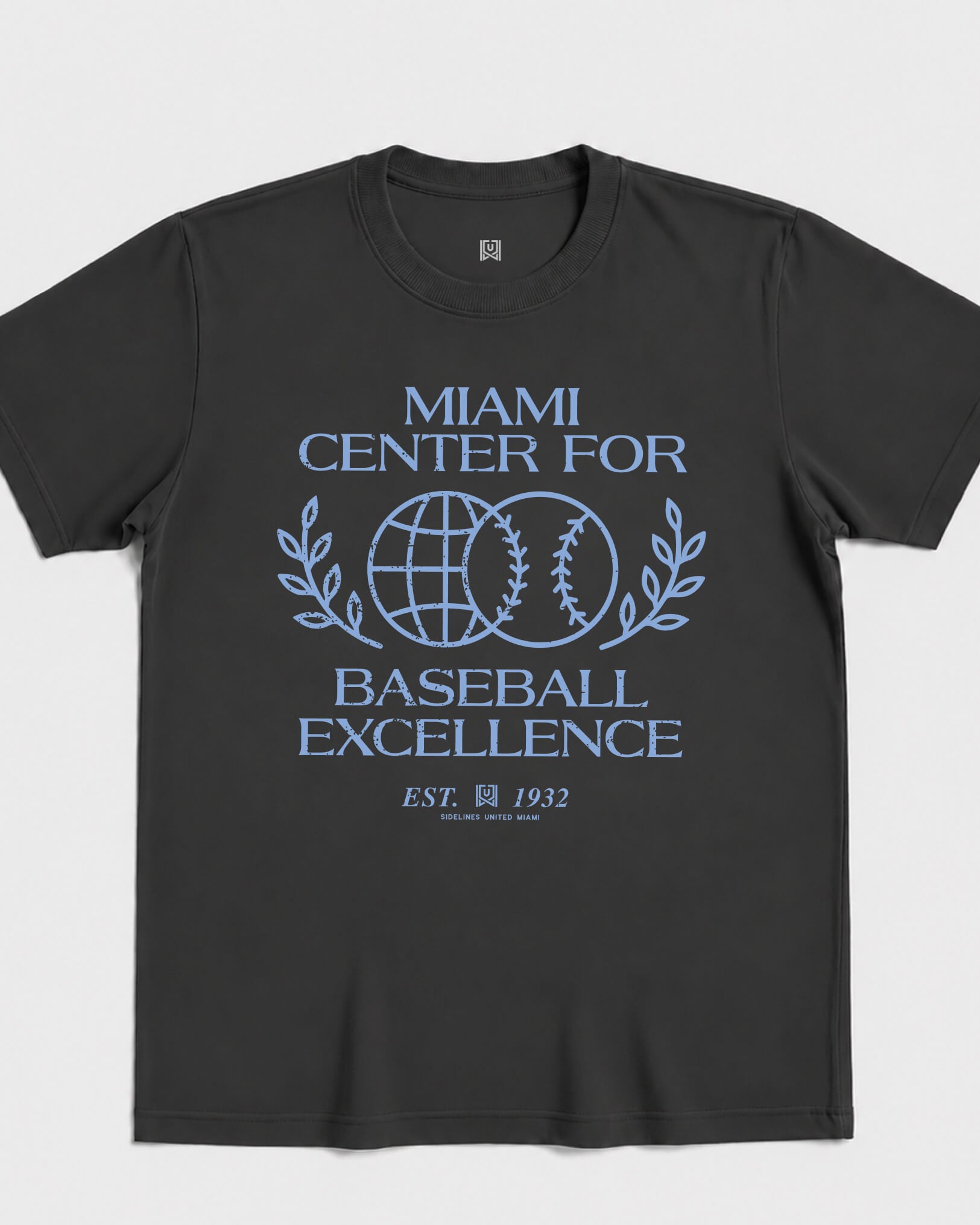 MIA Baseball Excellence Tee - Washed Black / Blue - Flatlay