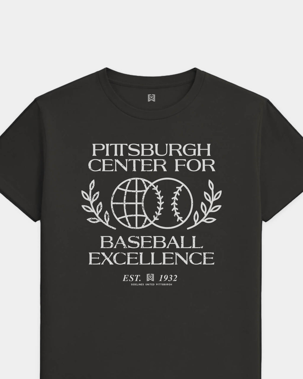 PGH Baseball Excellence Tee - Washed Black / White - Flatlay