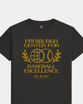 PGH Baseball Excellence Tee - Washed Black / Gold - Flatlay