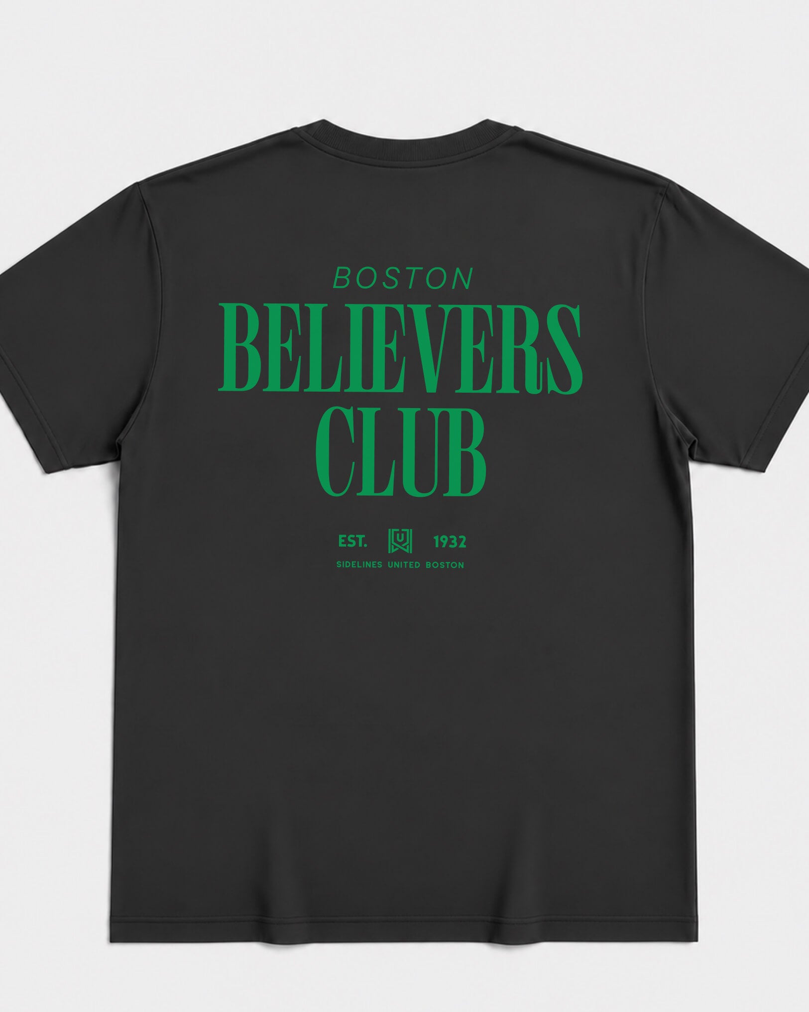 BOS Believers Club Tee - Washed Black / Green - Flatlay