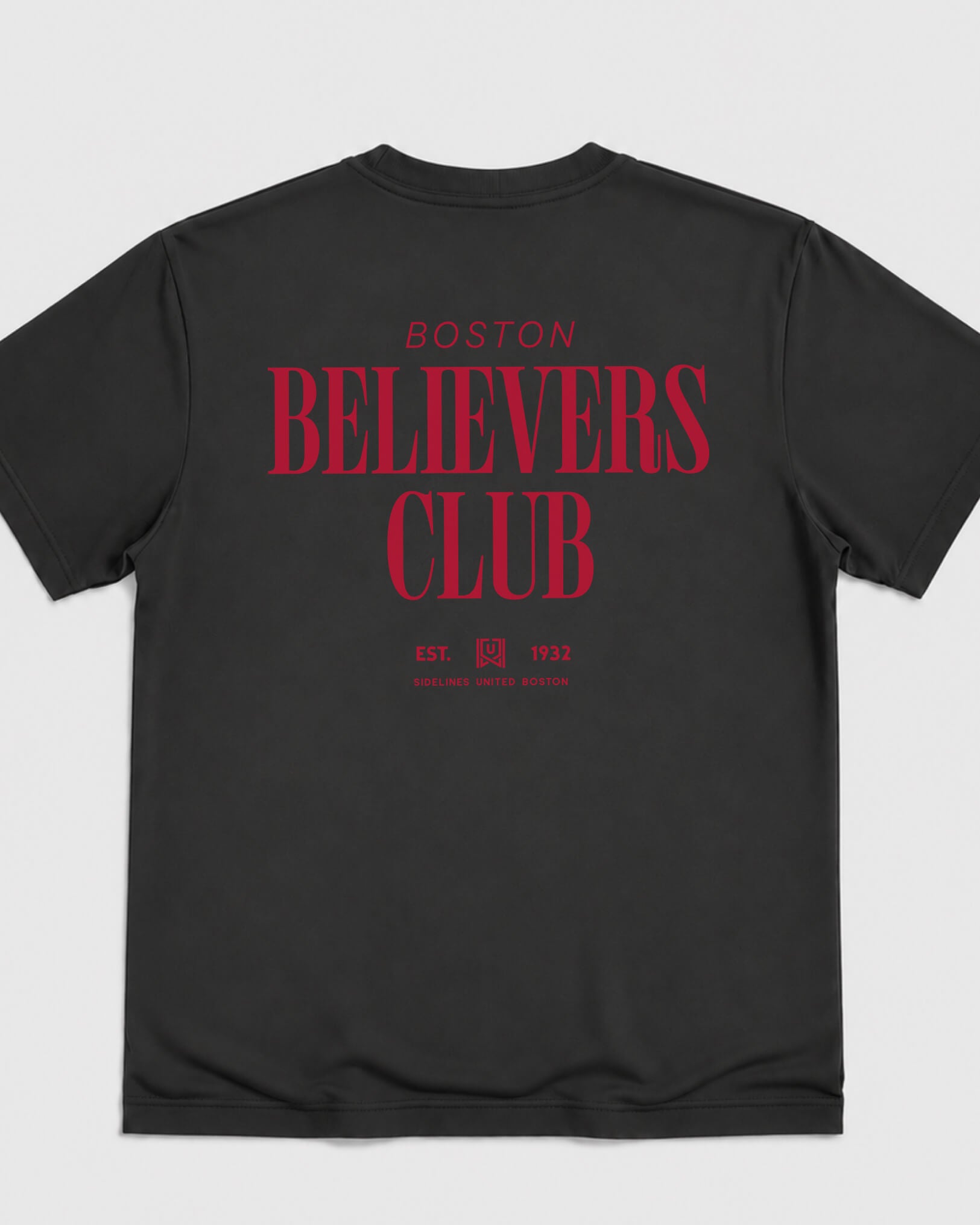 BOS Believers Club Tee - Washed Black / Red - Flatlay