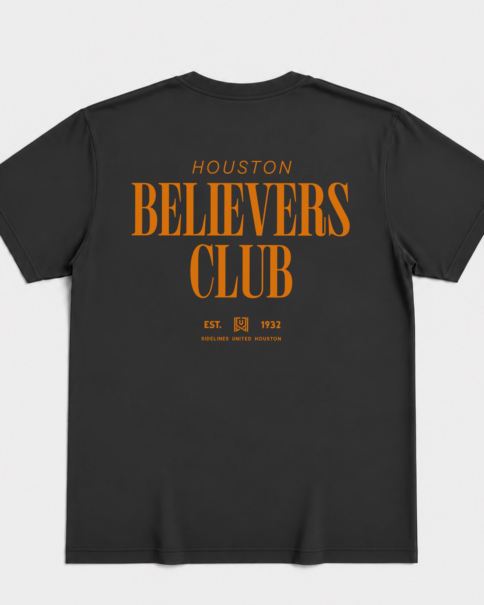 HOU Believers Club Tee - Washed Black / Orange - Flatlay