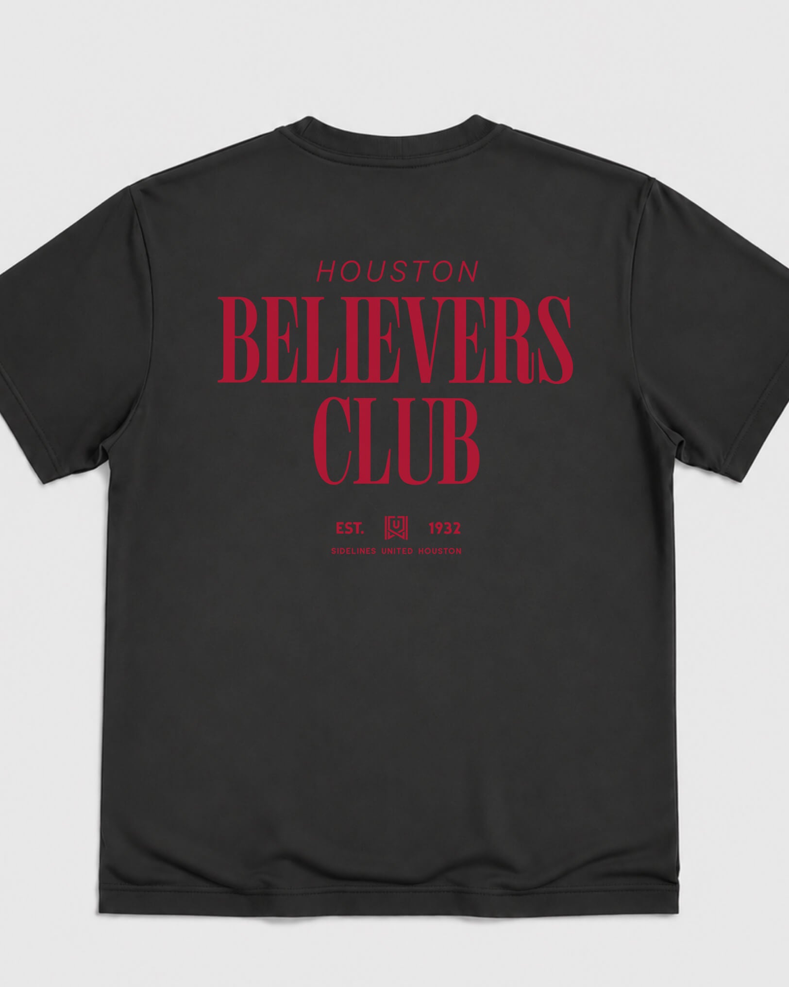 HOU Believers Club Tee - Washed Black / Red - Flatlay