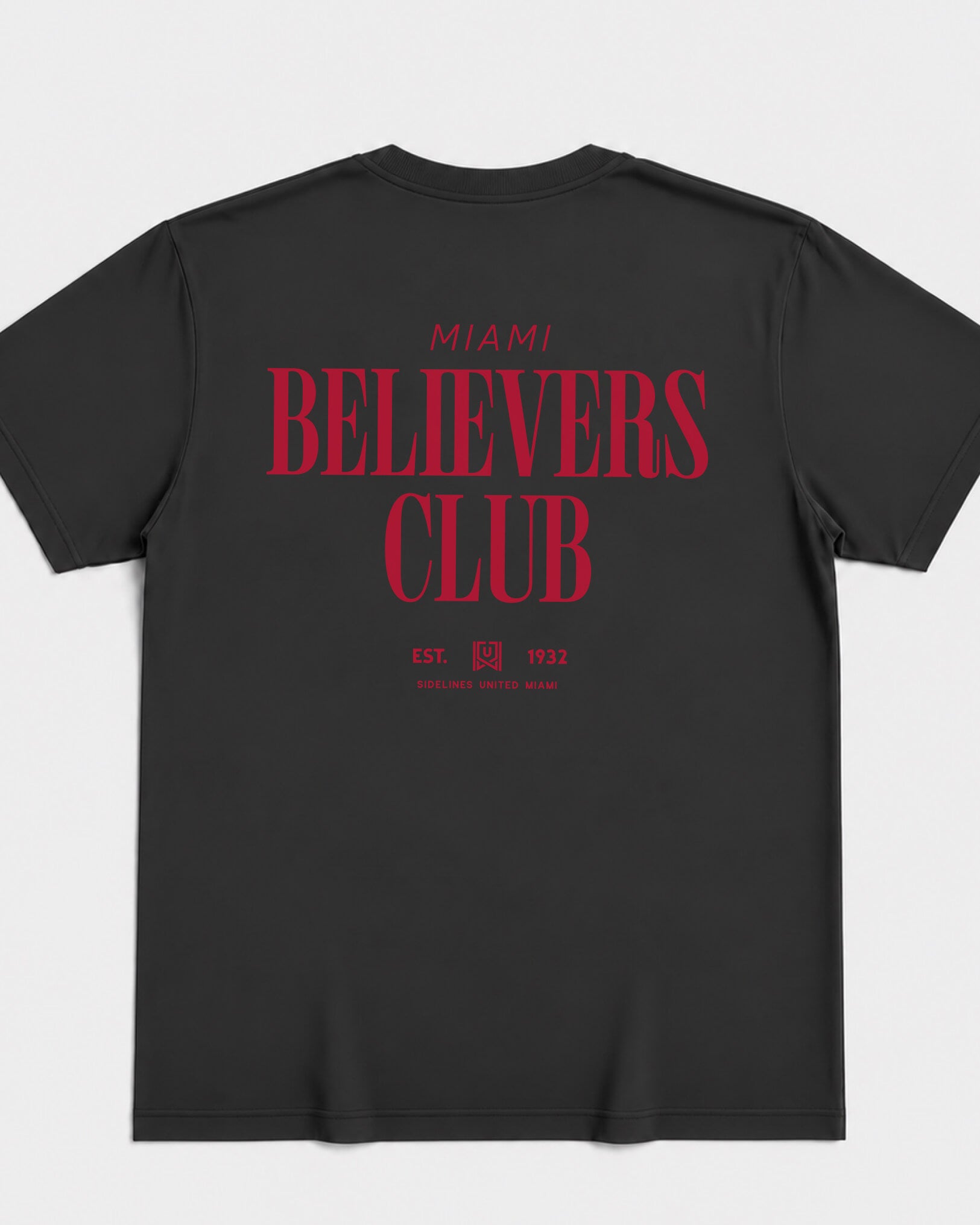 MIA Believers Club Tee - Washed Black / Red - Flatlay