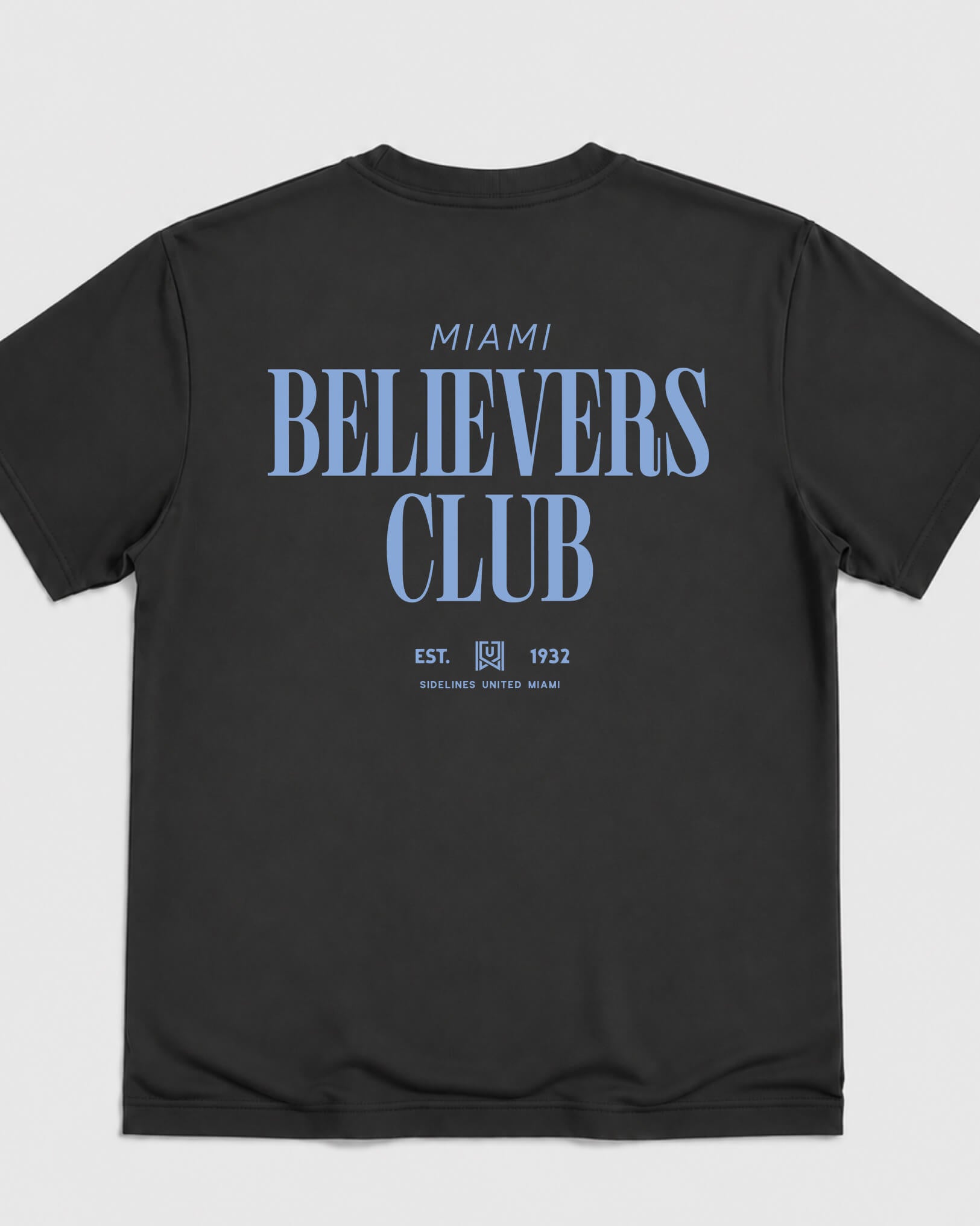 MIA Believers Club Tee - Washed Black / Blue - Flatlay