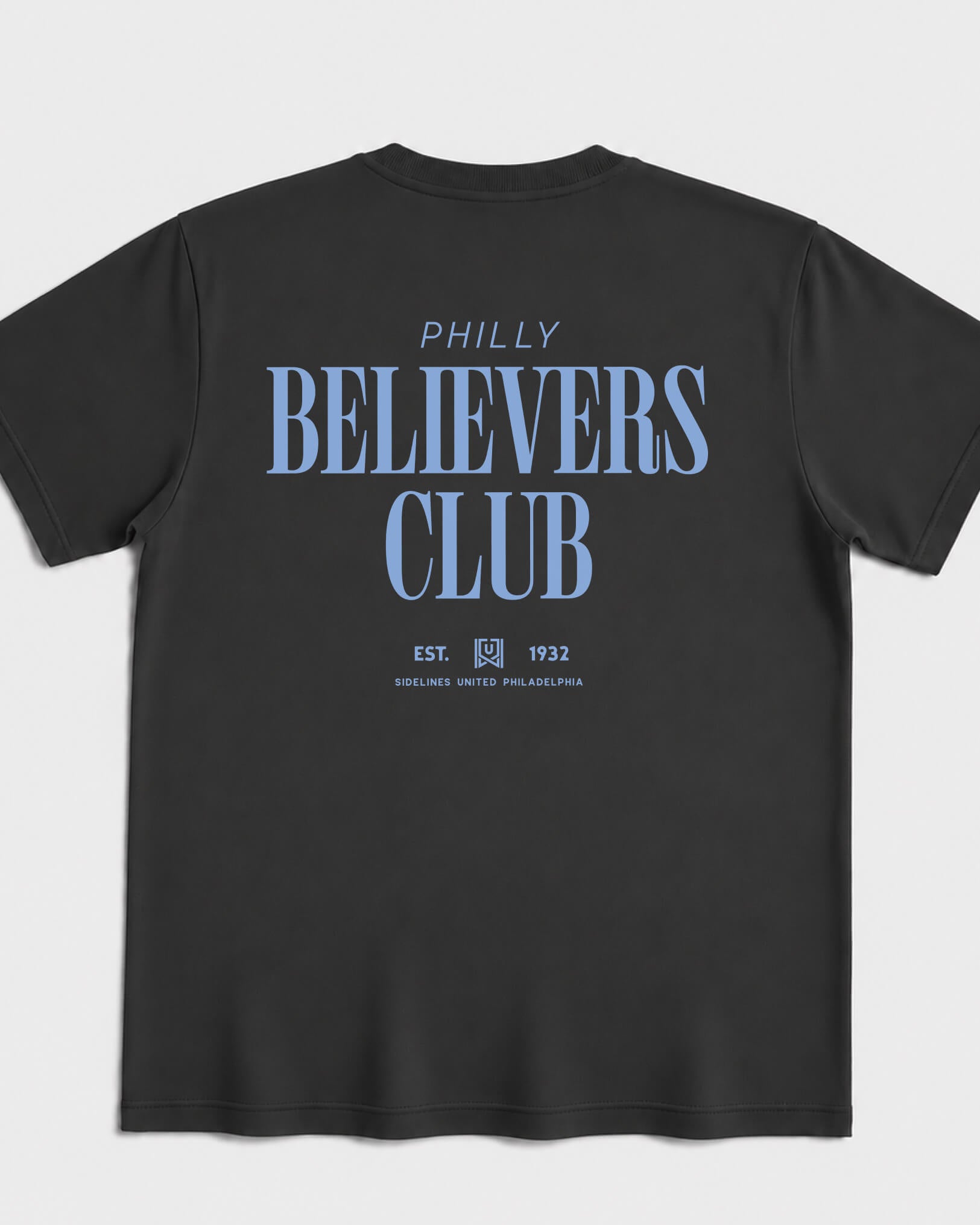 Philly Believers Club Tee - Washed Black / Blue - Flatlay