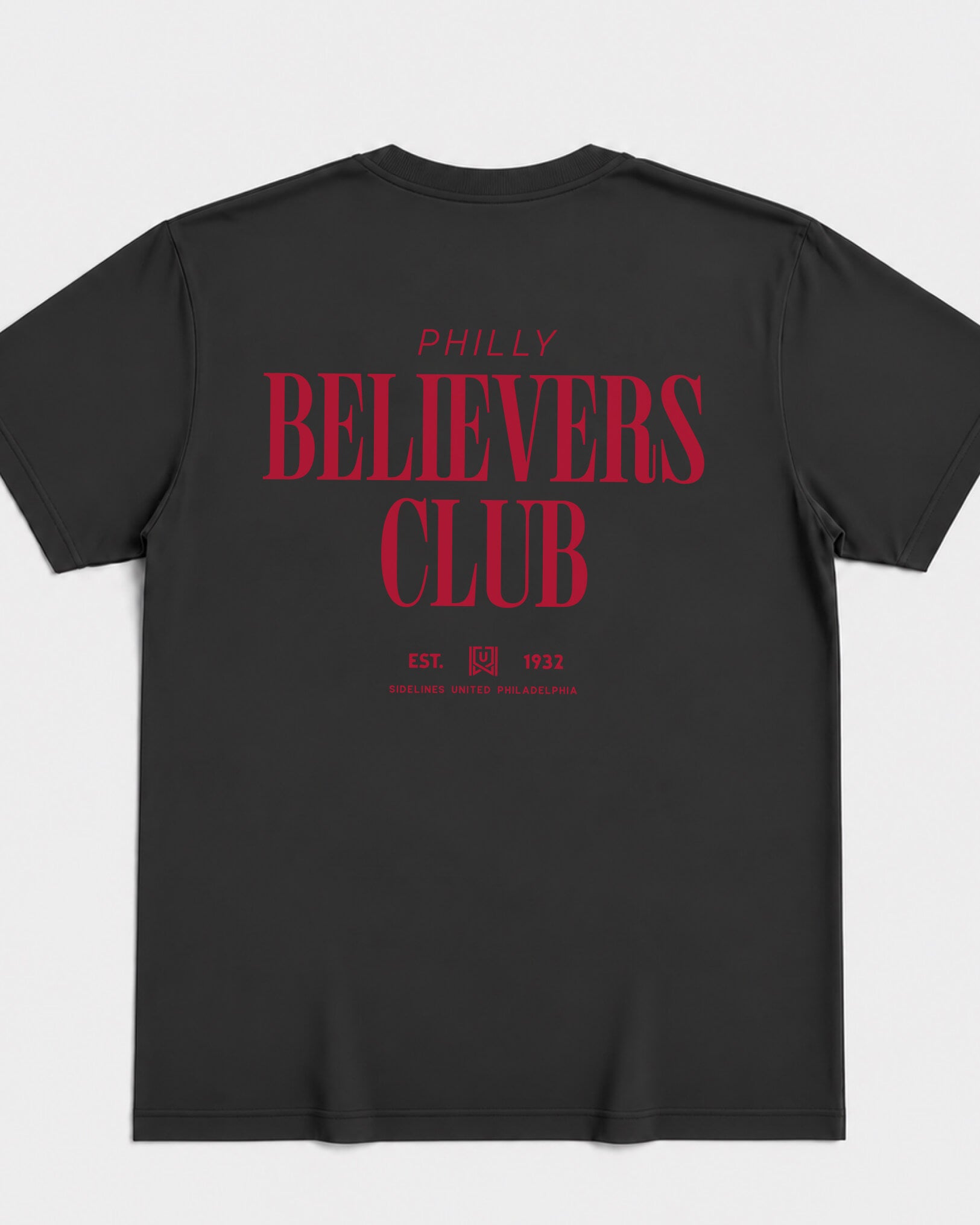 Philly Believers Club Tee - Washed Black / Red - Flatlay