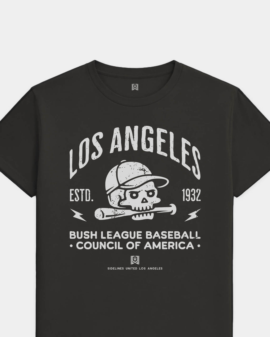 LA Bush League BSBL Tee - Washed Black / White - Flatlay