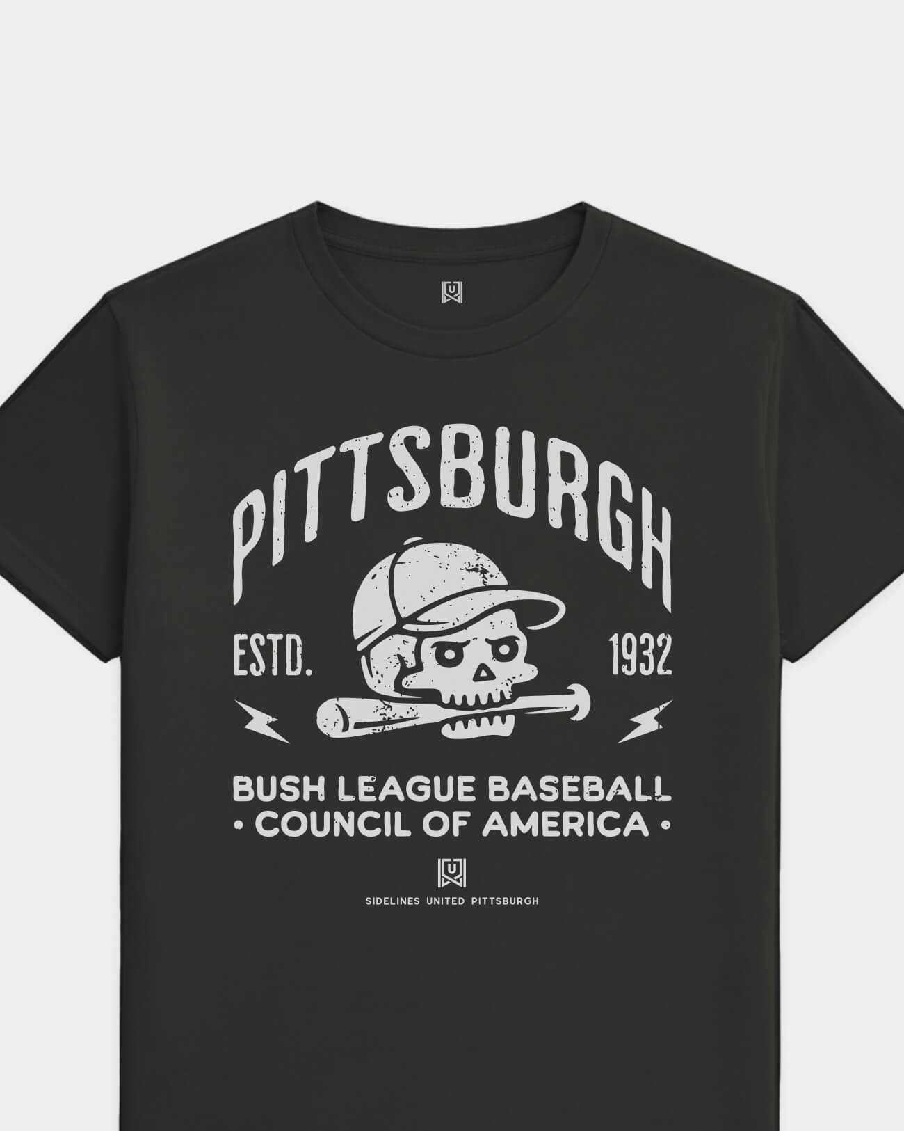mockup-flatlay_T_Bush-League-BSBL---MLB_Pittsburgh_PA_All-Teams_Light-On-Washed-Black_rel-20260602_id-P87EFDS.jpg
