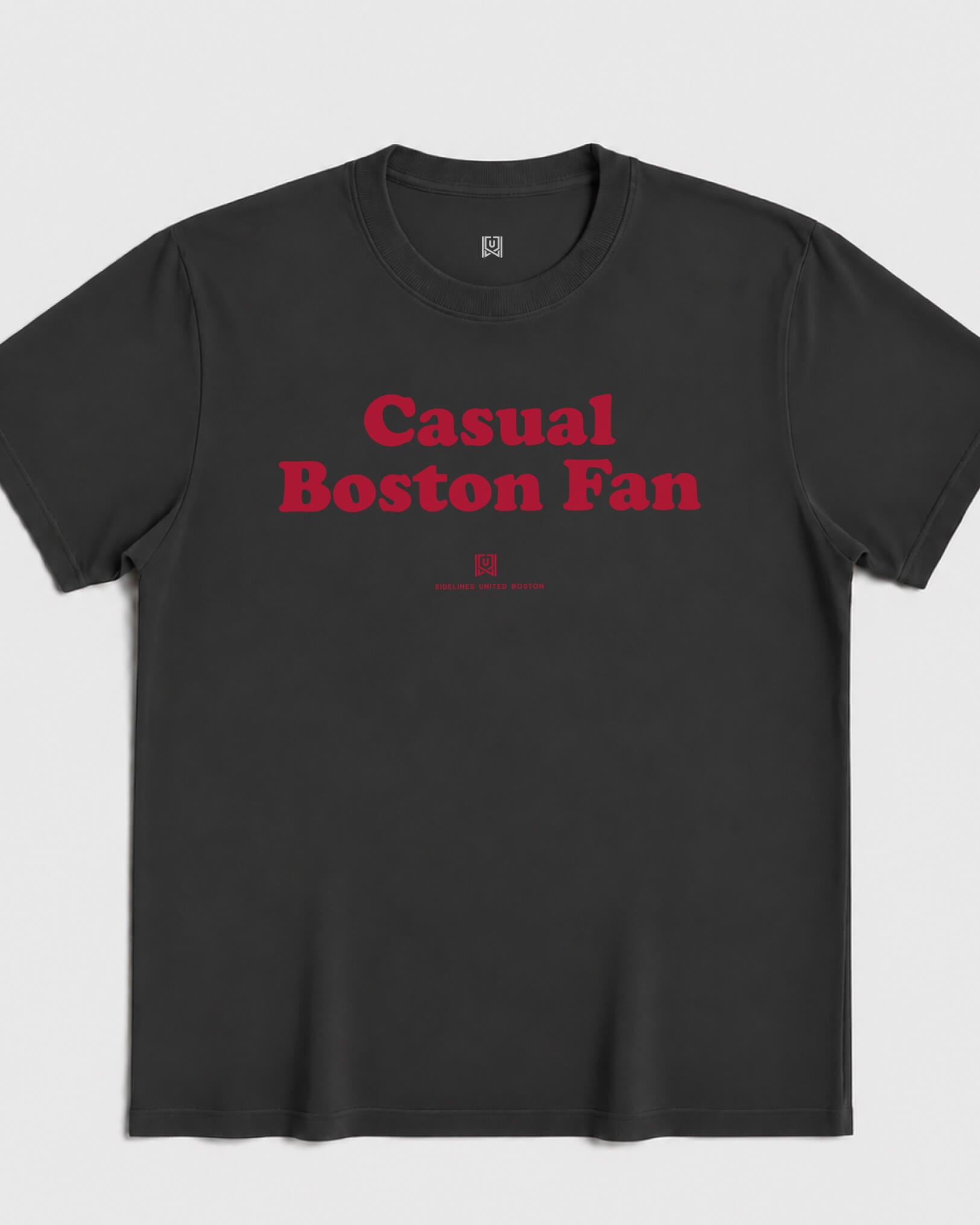 BOS Casual Fan Tee - Washed Black / Red - Flatlay