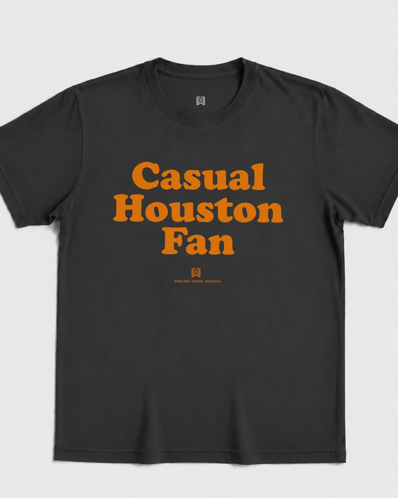 HOU Casual Fan Tee - Washed Black / Orange - Flatlay