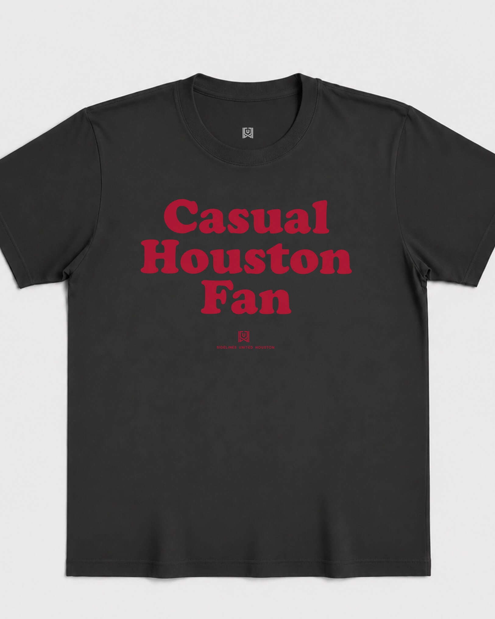 HOU Casual Fan Tee - Washed Black / Red - Flatlay
